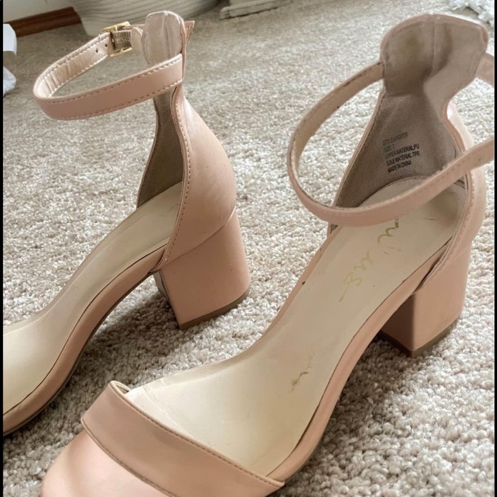 Nude leather block Lulu heels